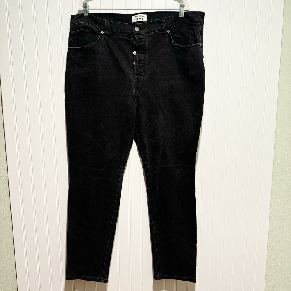 Reformation Serena Jeans Black Denim High Waisted Button Fly Size 18 - Picture 2 of 8